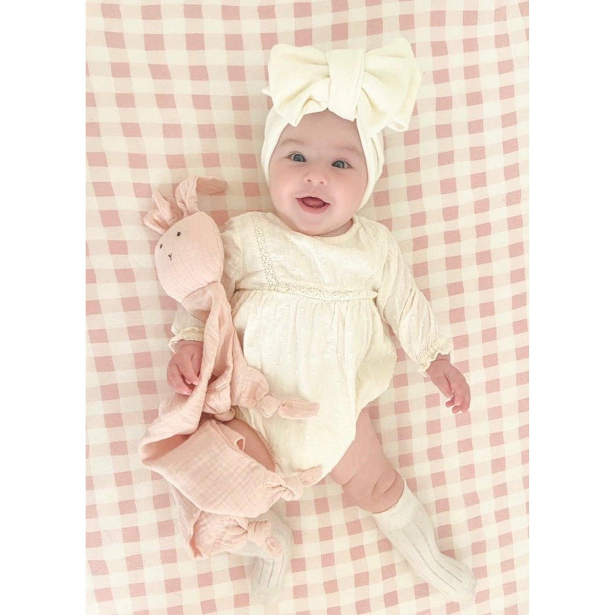 Ali & Oli | Pink Cuddle Security Muslin Infant Blanket | Bunny - becauseofadi