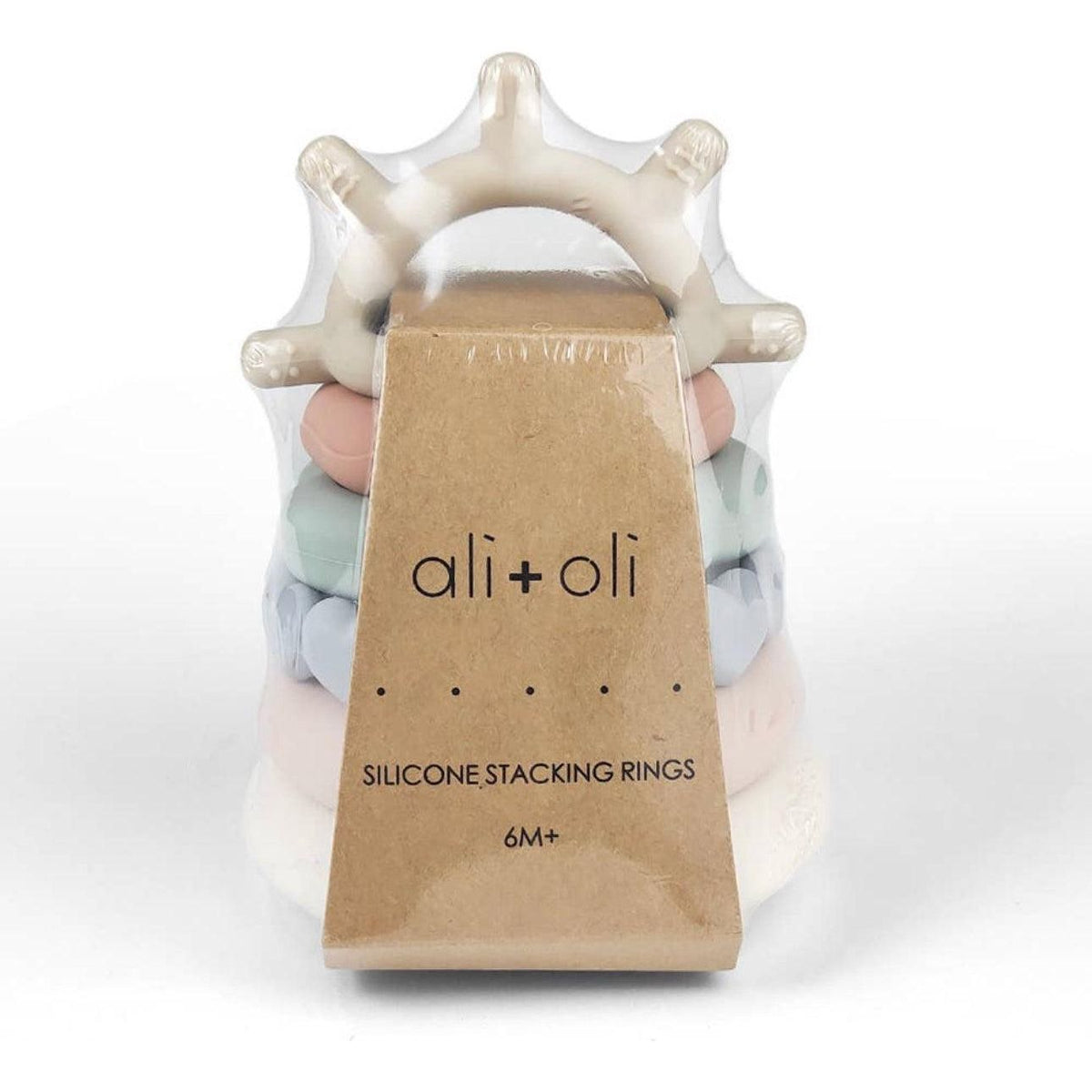 Ali + Oli | Soft Silicone Stacking Ring Tower (6-pc) Sun | Infant - becauseofadi