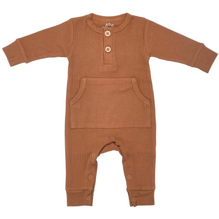 Baby Ribbed Playsuit with Pockets | Baby Bodysuit | Organic Cotton | Three Little Tots - becauseofadi