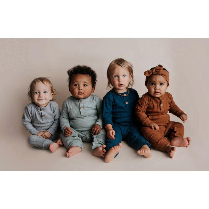 Baby Ribbed Playsuit with Pockets | Baby Bodysuit | Organic Cotton | Three Little Tots - becauseofadi