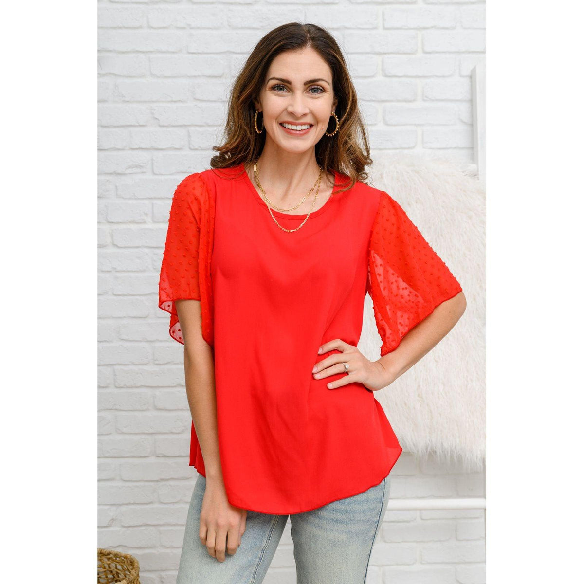 Best Of My Love Short Sleeve Blouse In Red - becauseofadi