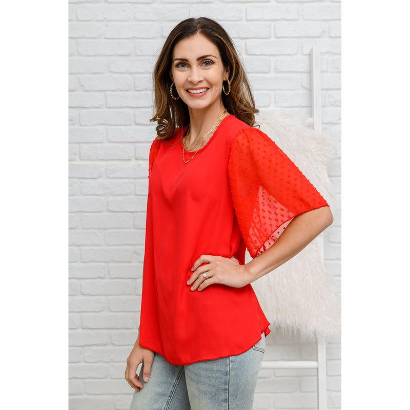 Best Of My Love Short Sleeve Blouse In Red - becauseofadi