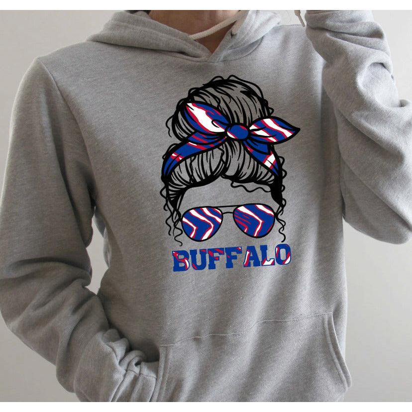 Buffalo Messy Bun Unisex Fleece Hoodie | Buffalo Bills | Women's Bills Sweatshirt - becauseofadi