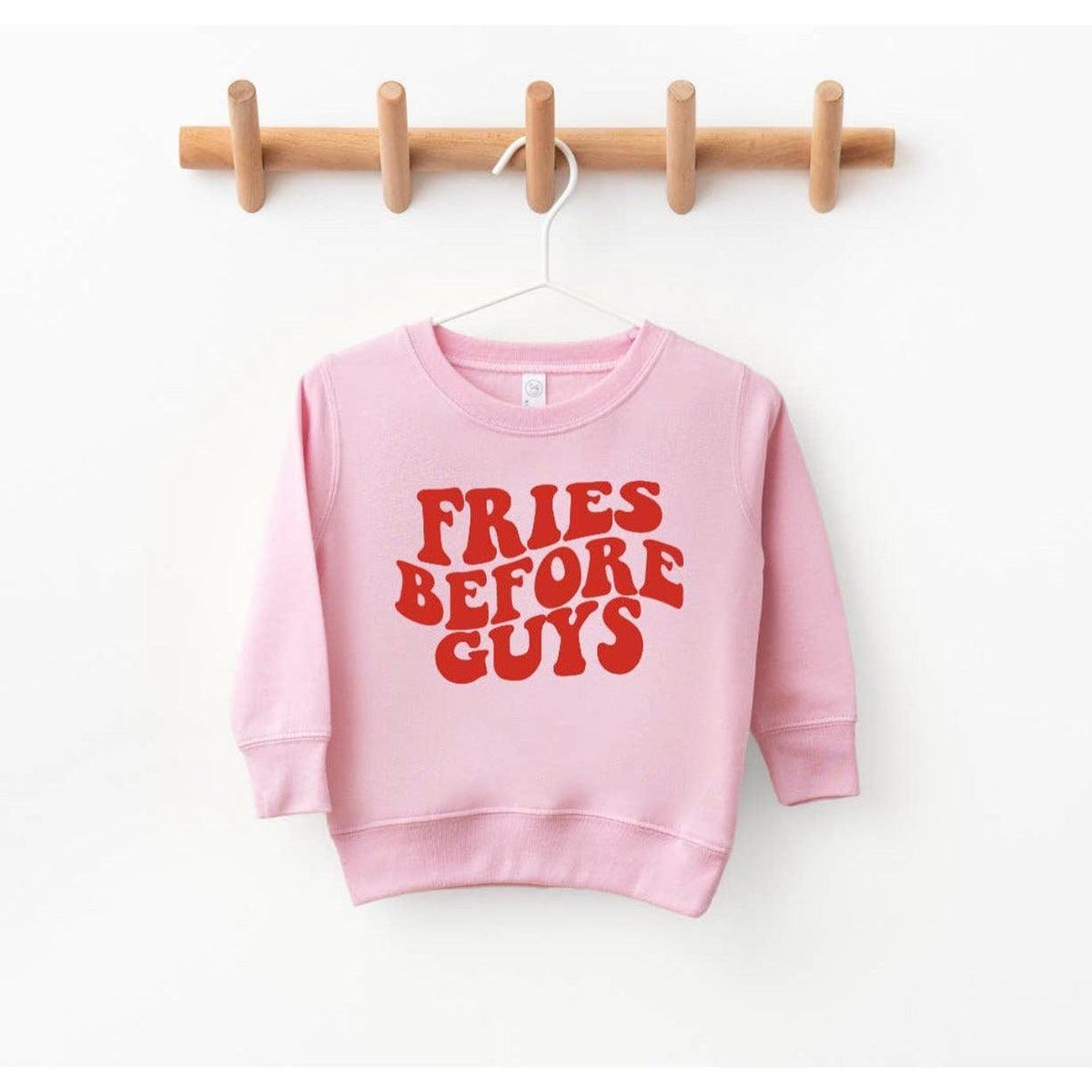 Fries Before Guys Sweatshirt | Girl's Valentines Day | Pink Sweatshirt - becauseofadi