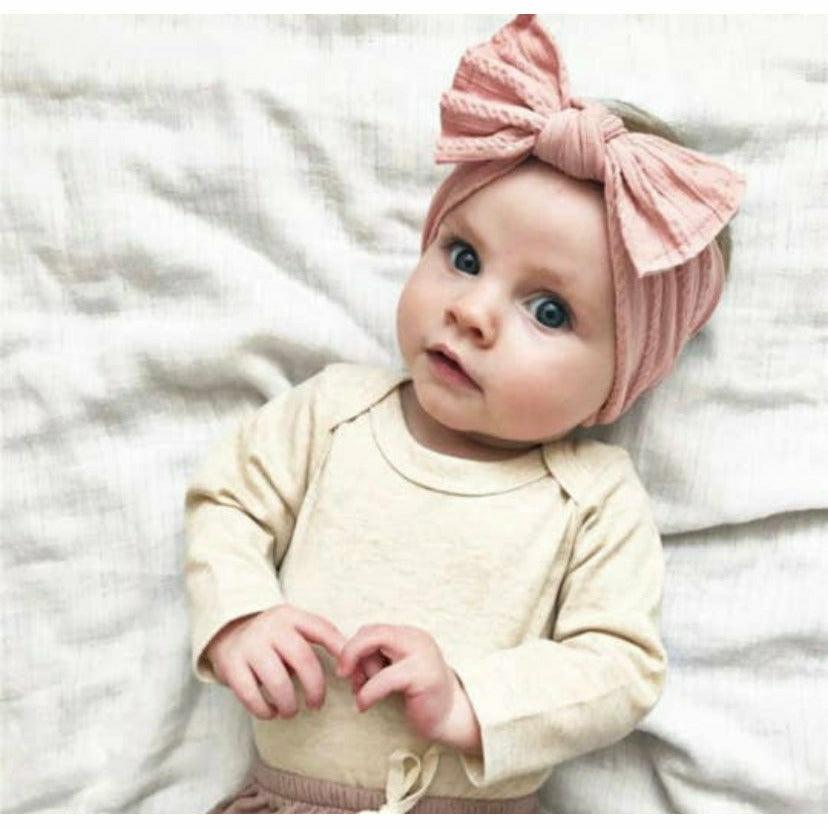 Golden Dot Lane | Cable Knit Nylon Headband | Baby Bow Headband | Infant Headband - becauseofadi