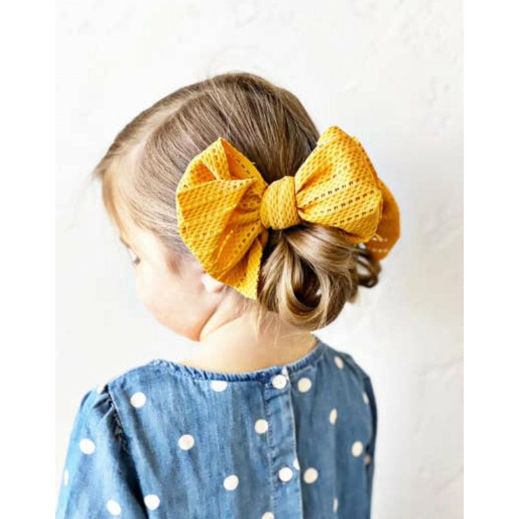 Golden Dot Lane | Dottie Knottie Bows | Kids Hair Bow | Alligator Clip - becauseofadi