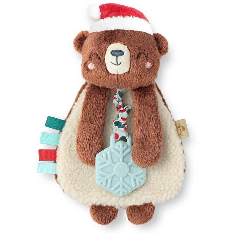 Holiday Bear Itzy Lovey Plush + Teether Toy | Baby Teather | Plush Baby Toy - becauseofadi