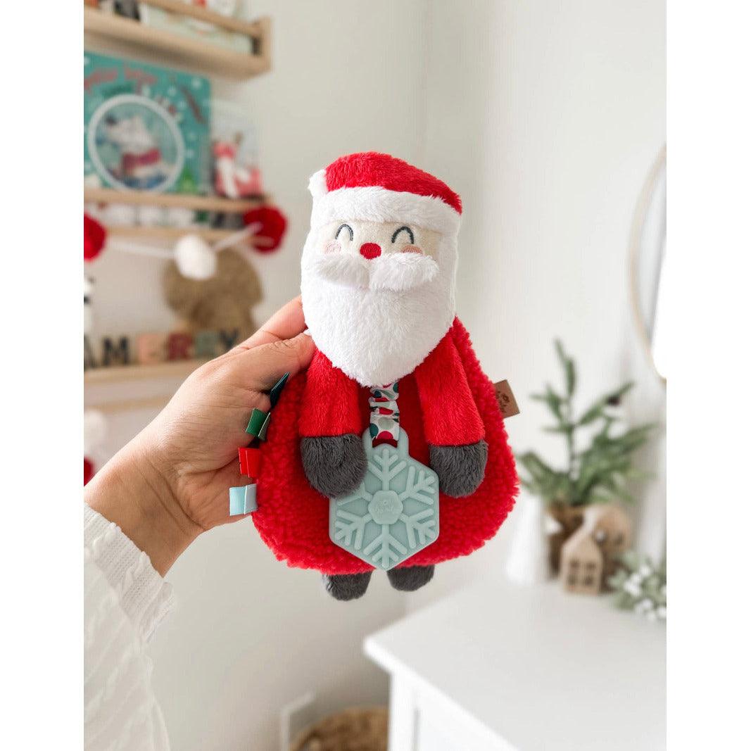 Holiday Santa Itzy Lovey Plush + Teether Toy | Baby Teether | Plush Baby Toy - becauseofadi