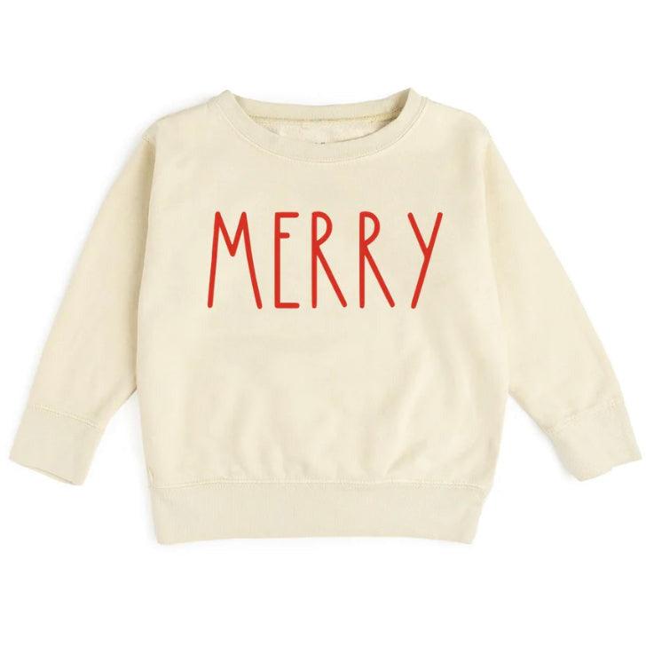 Merry Doodle Sweatshirt | Holiday | Natural | Kid's Christmas Sweatshirt - becauseofadi