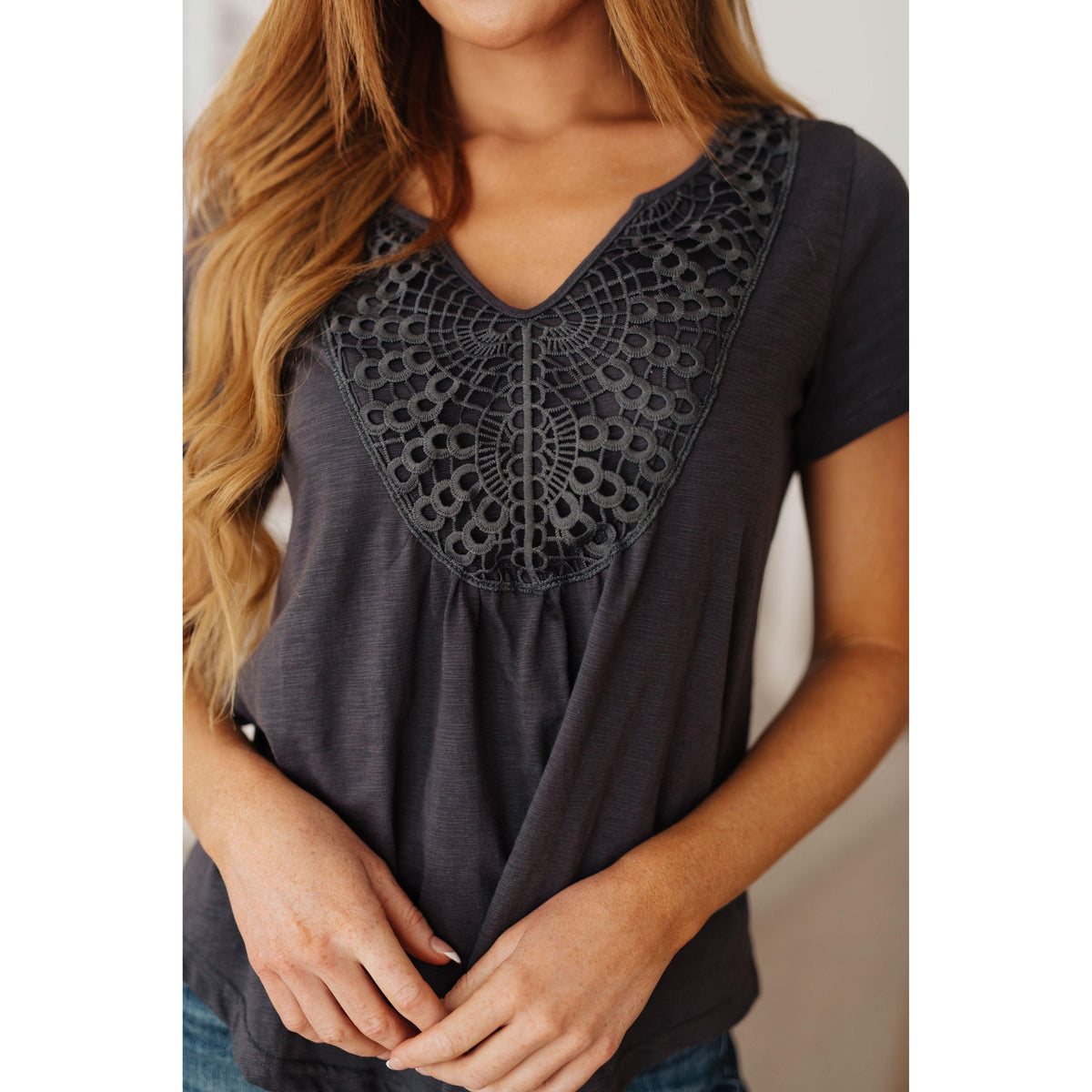 In the Detail Crocheted Accent Top - becauseofadi