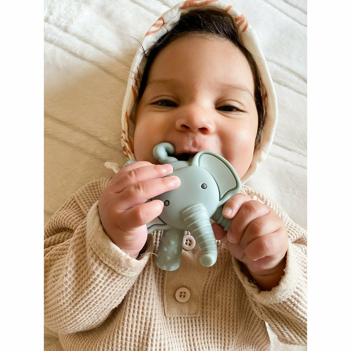 Itzy Ritzy | Elephant Baby Molar Gray Teether | Infant Teether - becauseofadi