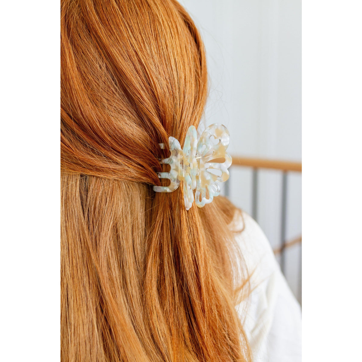 Ivory Butterfly Claw Clip - becauseofadi