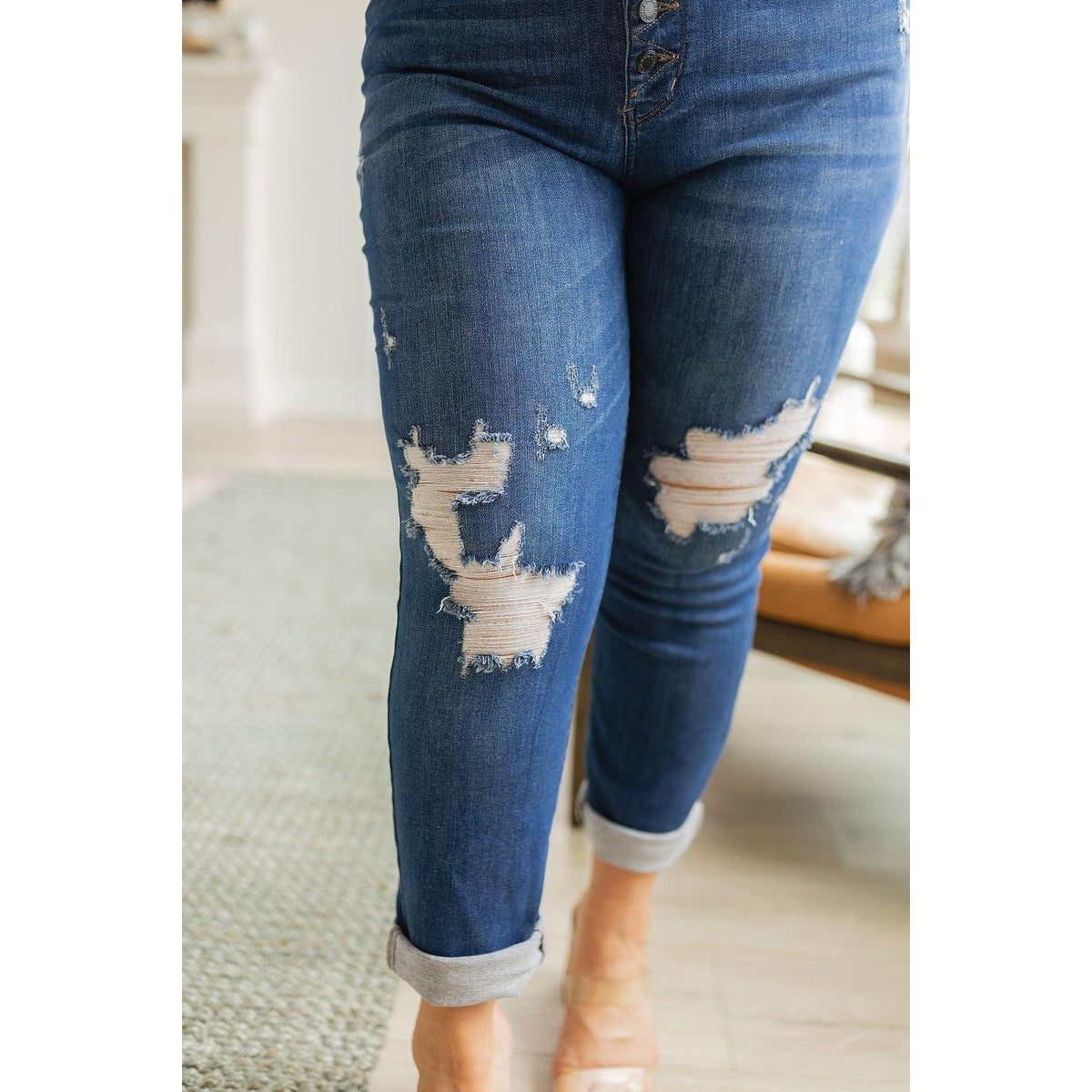 Colt High Rise Button Fly Distressed Boyfriend Jeans | Judy Blue - becauseofadi