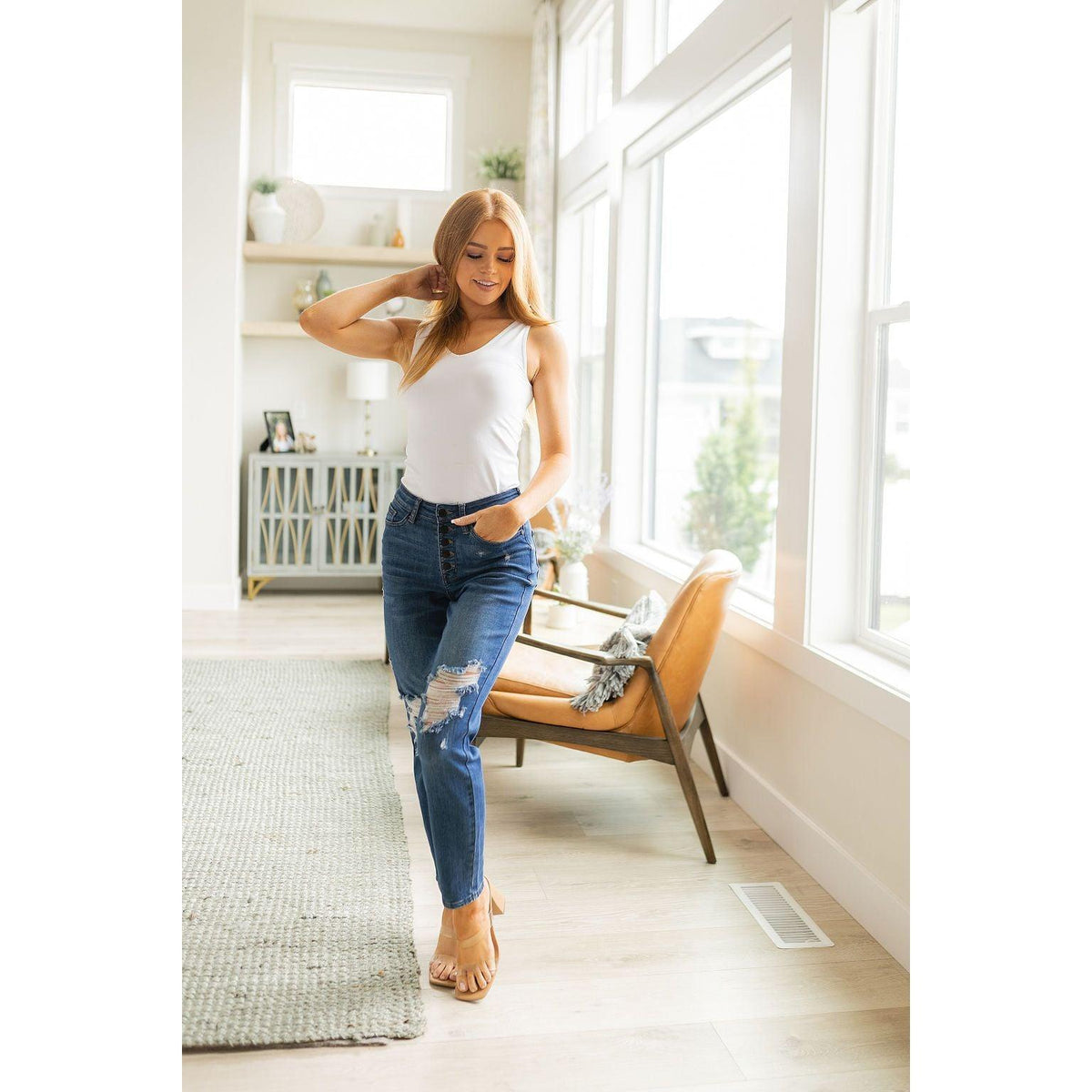 Colt High Rise Button Fly Distressed Boyfriend Jeans | Judy Blue - becauseofadi