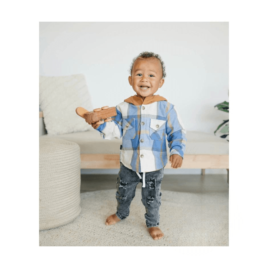 Olive + Scout | Blue Timber Jacket | Fall and Winter Toddler Jacket | Blue Plaid Flannel - becauseofadi