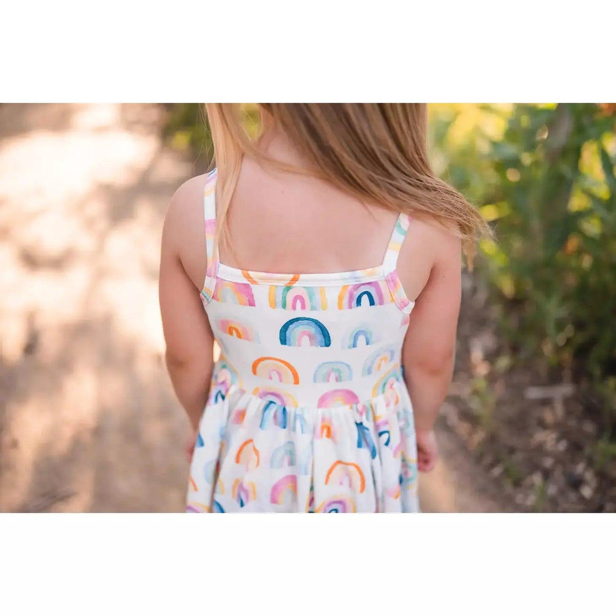 Ollie Jay | Camila Dress in Watercolor Rainbow | Girl's Dress | Kids Rainbow Dress - becauseofadi