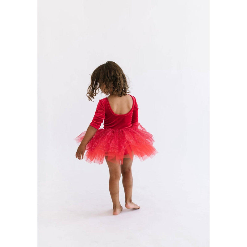 Ollie Jay | Ellie Tutu in Red Sparkle | Red Tutu Dress | Kids Red Velvet Tulle Dress - becauseofadi