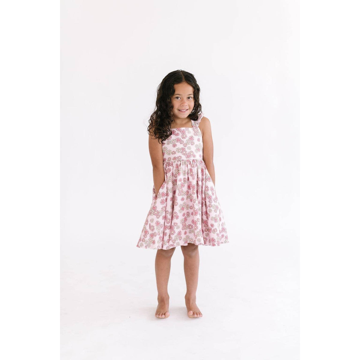 Ollie Jay | Rosita Dress in Wild Daisy Heart | Kids Pink Flower Dress | Spring Floral Dress - becauseofadi