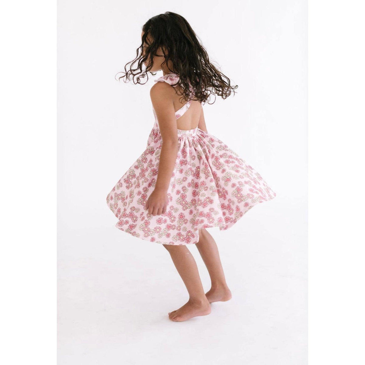 Ollie Jay | Rosita Dress in Wild Daisy Heart | Kids Pink Flower Dress | Spring Floral Dress - becauseofadi