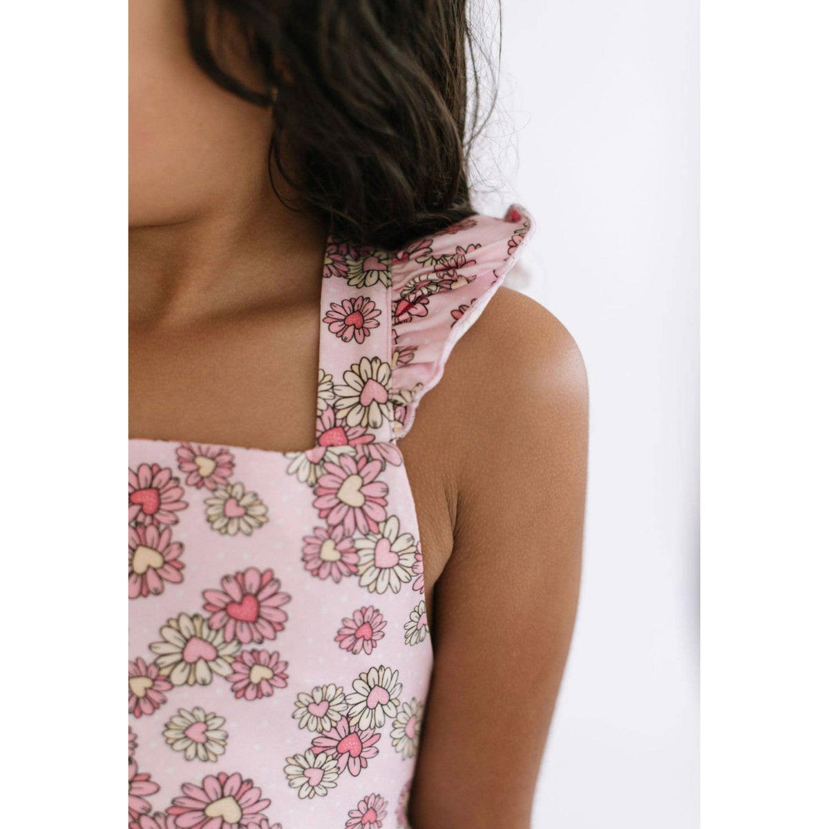 Ollie Jay | Rosita Dress in Wild Daisy Heart | Kids Pink Flower Dress | Spring Floral Dress - becauseofadi