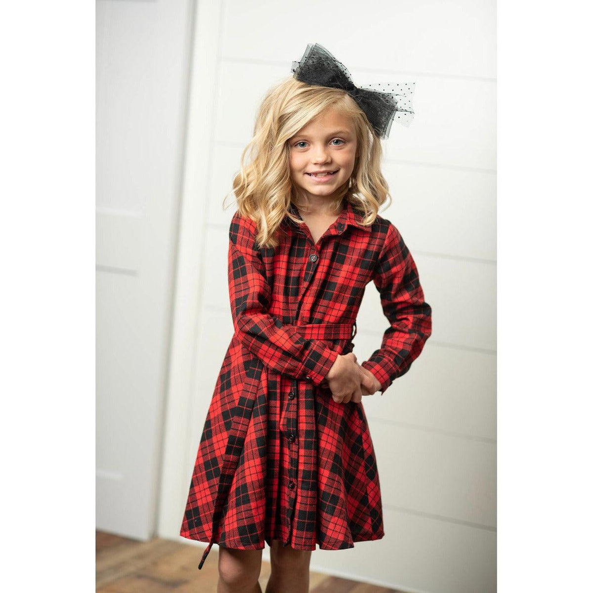 Oopsie Daisy | Kids Red & Black Buffalo Check Plaid Dress - becauseofadi