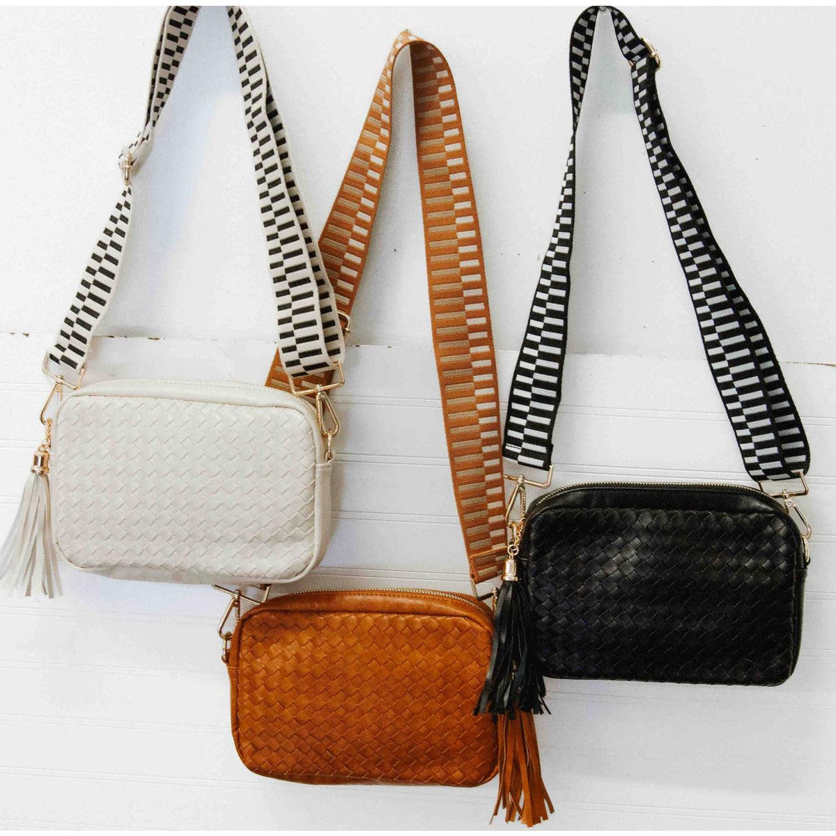 Pretty Simple | Women's Woven Willow Camera Crossbody Bag | Vegan Leather - becauseofadi
