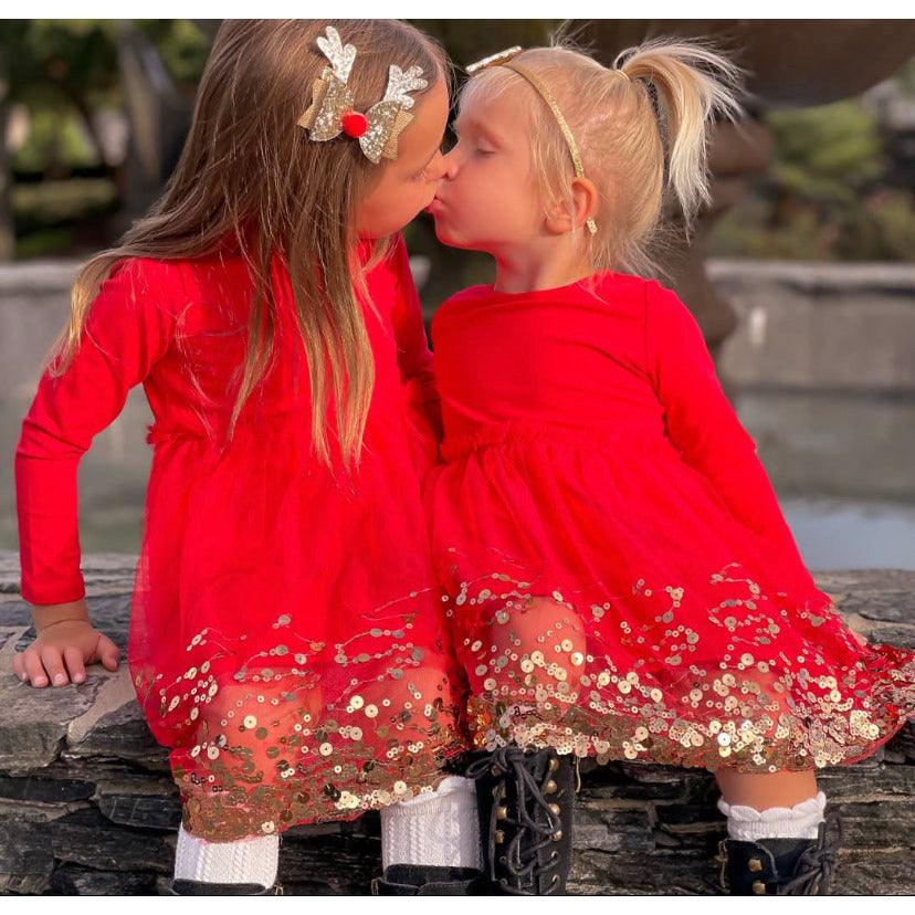 Red Sequin Dress | Long Sleeve Tutu Dress | Girl's Valentine's Day Dress | Sweet Wink - becauseofadi