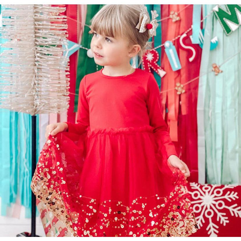 Red Sequin Dress | Long Sleeve Tutu Dress | Girl's Valentine's Day Dress | Sweet Wink - becauseofadi