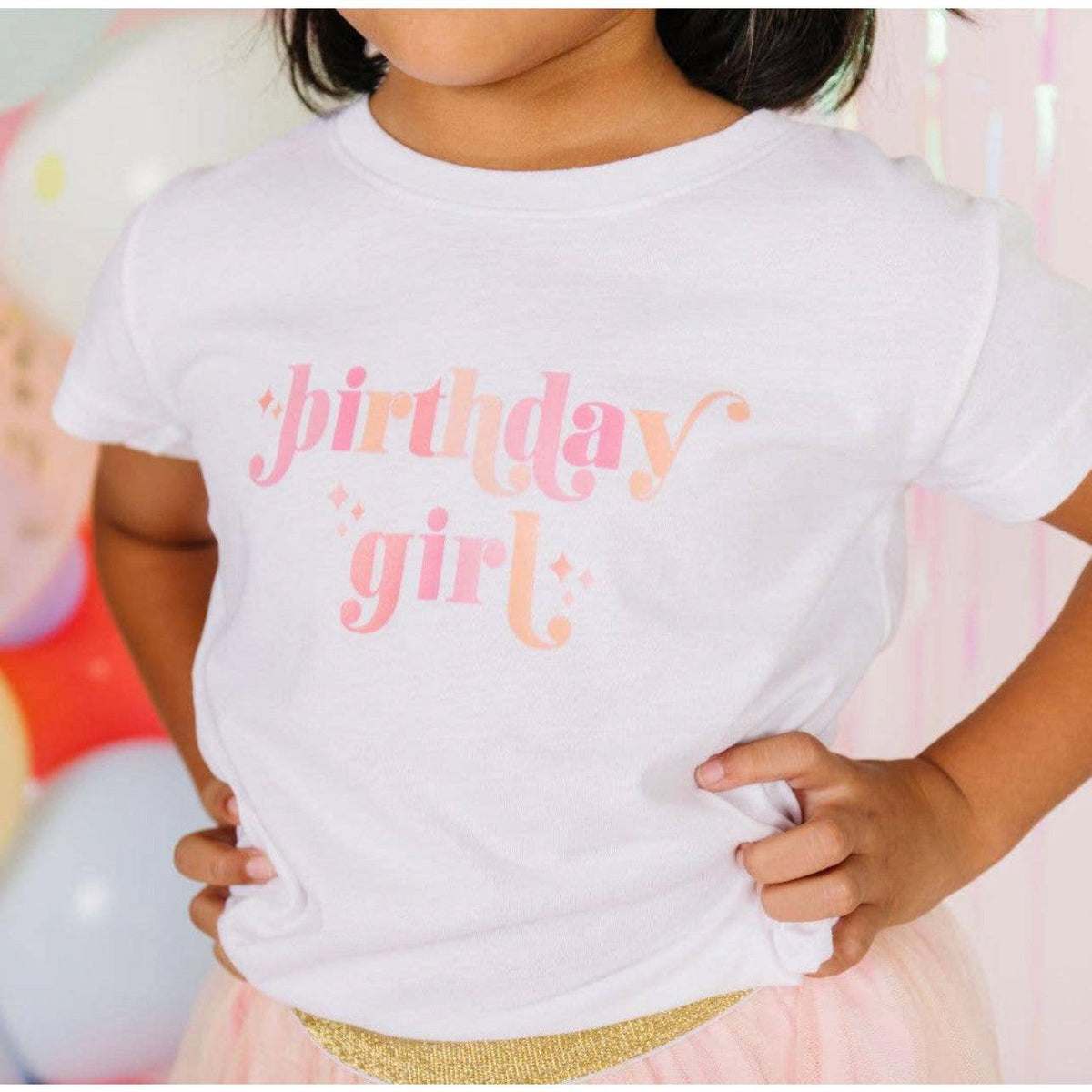 Sweet Wink | Birthday Girl Blush Graphic Short Sleeve Shirt | Kids Birthday Tee | White Birthday Tee - becauseofadi
