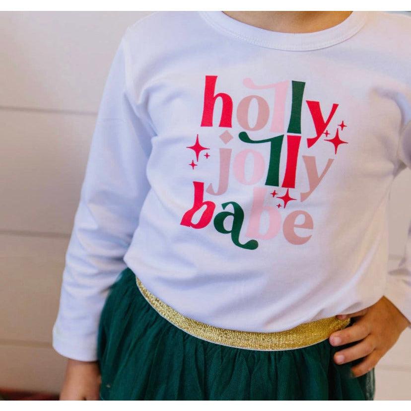 Holly Jolly Babe Long Sleeve Shirt | Kid's Christmas Tee | Sweet Wink - becauseofadi
