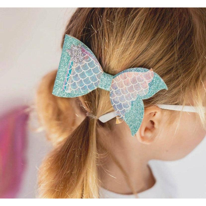 Sweet Wink | Mermaid Bow Hair Clip | Kids Hair Bow | Sparkly Bow - becauseofadi