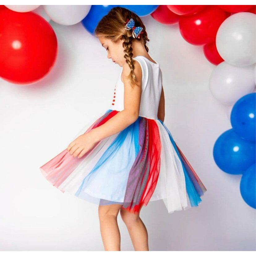 Sweet Wink | Patriotic Fairy Dress | Girl's 4th of July Dress | Red, White, and Blue Dress - becauseofadi