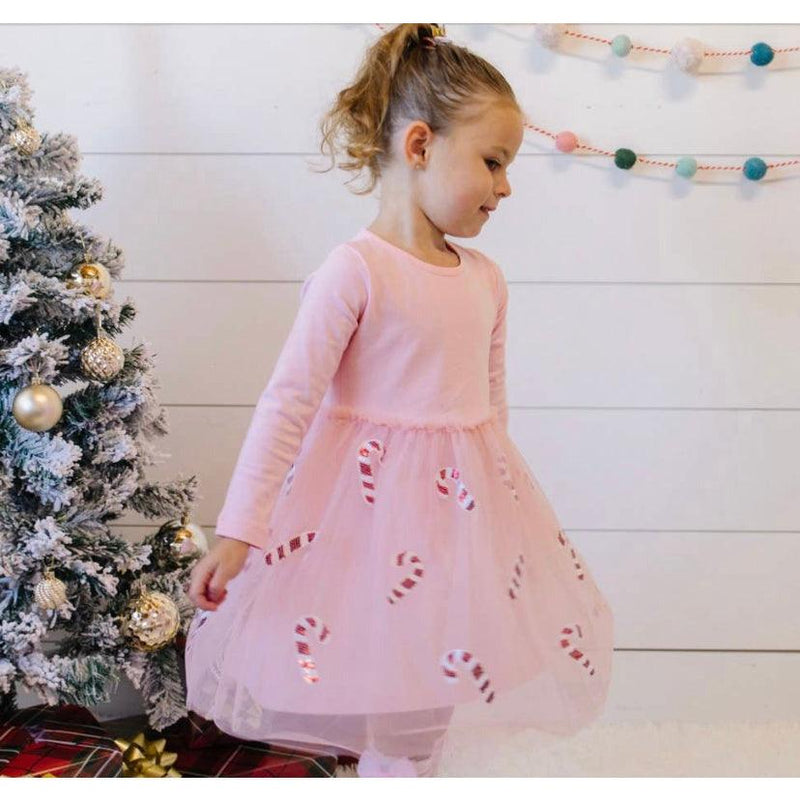 Sweet Wink Candy Cane Dress | Holiday Tutu Dress | Kids Christmas Dress - becauseofadi