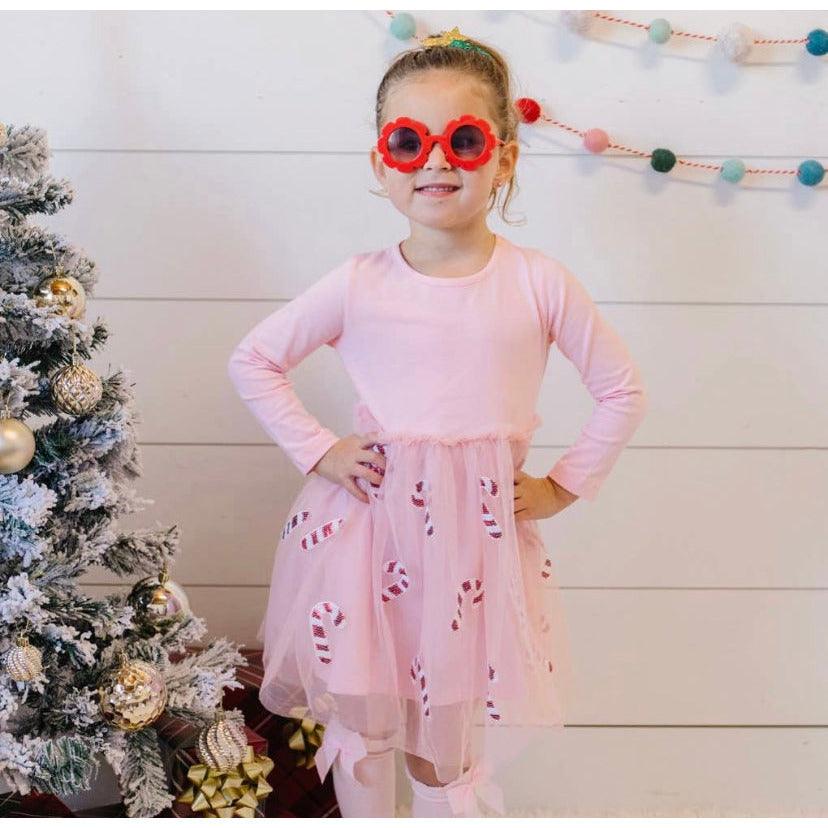 Sweet Wink Candy Cane Dress | Holiday Tutu Dress | Kids Christmas Dress - becauseofadi