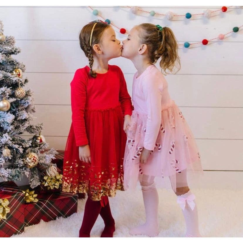 Sweet Wink Candy Cane Dress | Holiday Tutu Dress | Kids Christmas Dress - becauseofadi