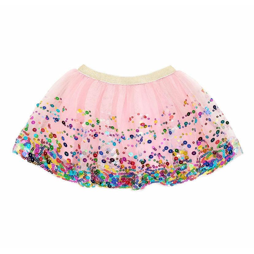 Sweet Wink | Pink Confetti Tutu | Birthday Tutu Skirt | Kids Sparkly Sequin Tutu - becauseofadi