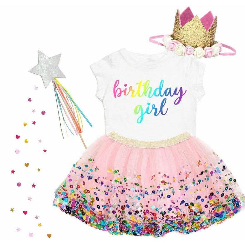 Sweet Wink | Pink Confetti Tutu | Birthday Tutu Skirt | Kids Sparkly Sequin Tutu - becauseofadi