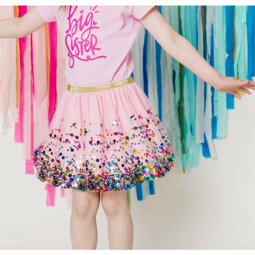 Sweet Wink | Pink Confetti Tutu | Birthday Tutu Skirt | Kids Sparkly Sequin Tutu - becauseofadi