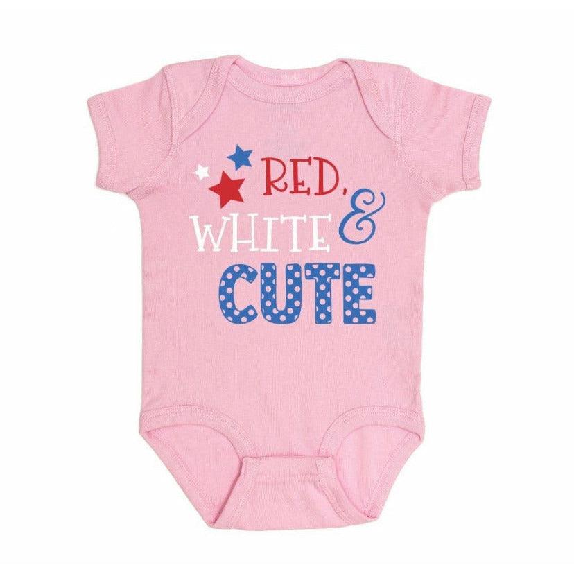 Sweet Wink | Red, White, and Cute Bodysuit | Infant Pink Patriotic Bodysuit - becauseofadi