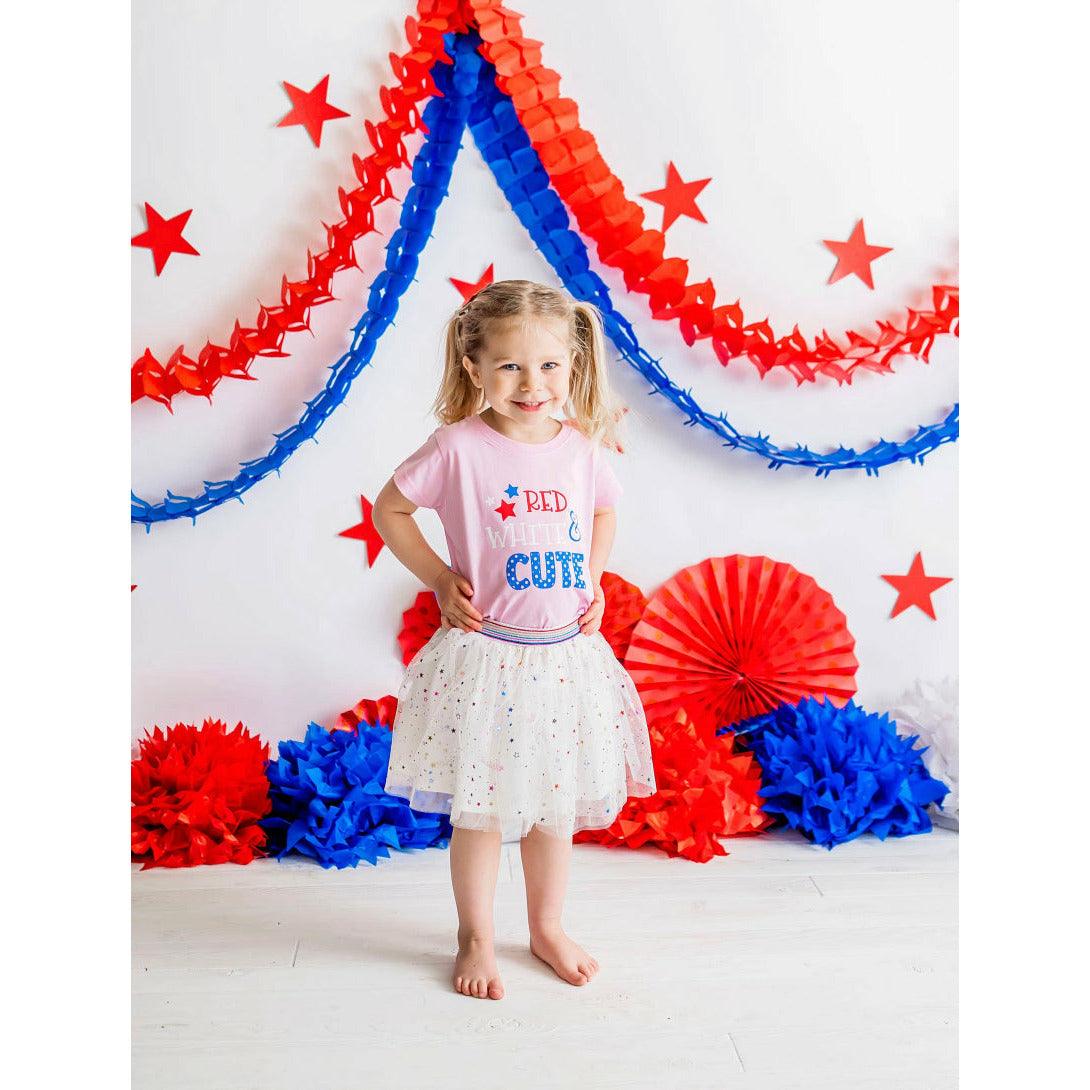 Sweet Wink | Red, White, and Cute Tee | Kids Pink Patriotic Tee - becauseofadi