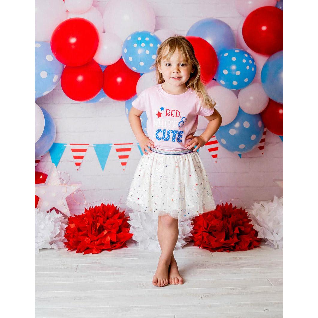 Sweet Wink | Red, White, and Cute Tee | Kids Pink Patriotic Tee - becauseofadi